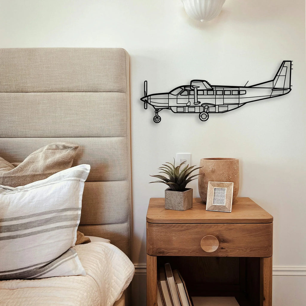 208 Caravan 2 Classic Aircraft Silhouette Metal Wall Art - Tinvibe