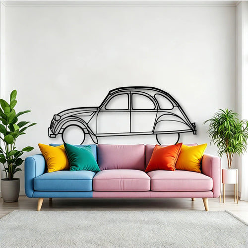 2CV 1966 Classic Silhouette Metal Wall Art - Tinvibe