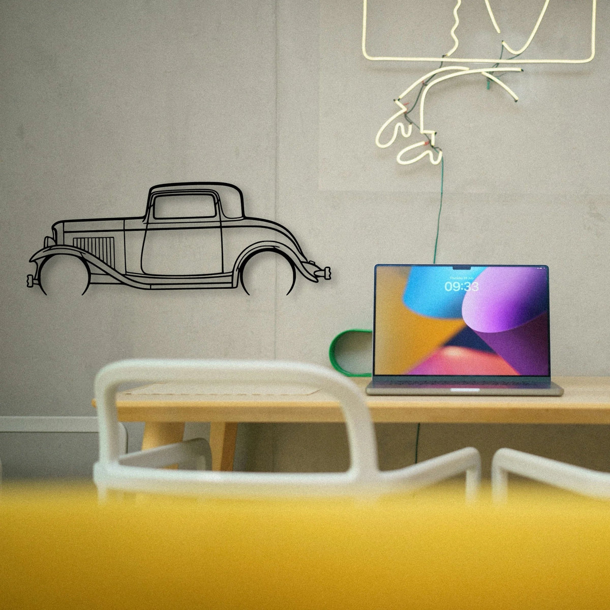 3 Window Coupe 1932 Classic Silhouette Metal Wall Art - Tinvibe