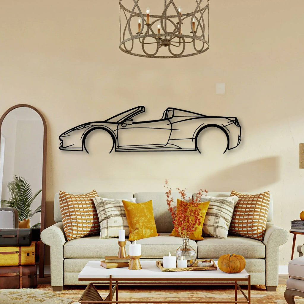 458 Spider 2015 Cabrio Classic Silhouette Metal Wall Art - Tinvibe