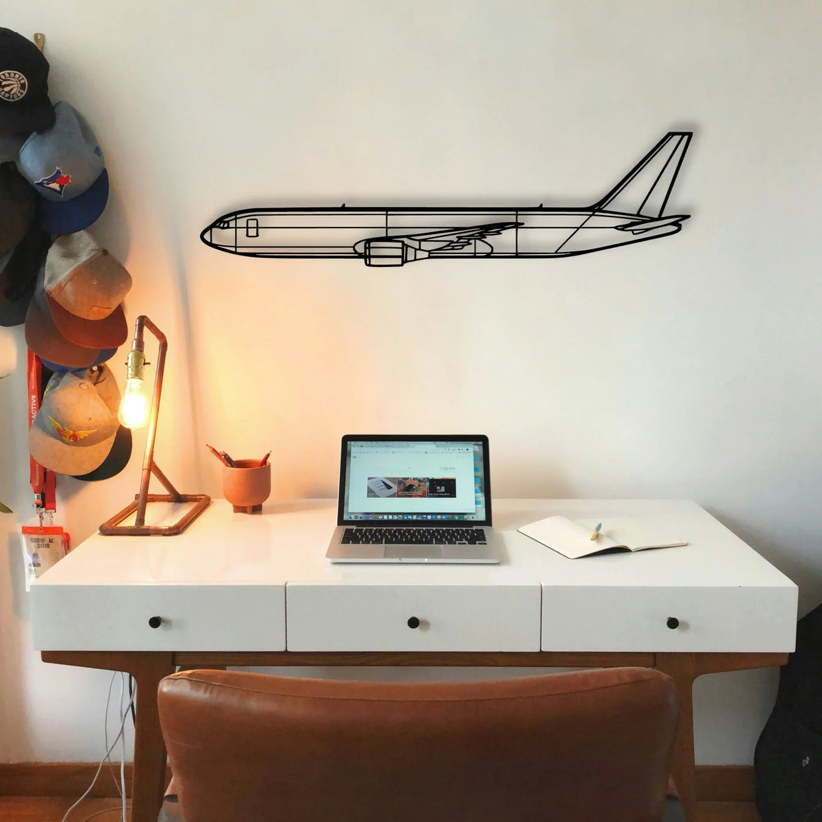 767 300F 2 Classic Aircraft Silhouette Metal Wall Art - Tinvibe