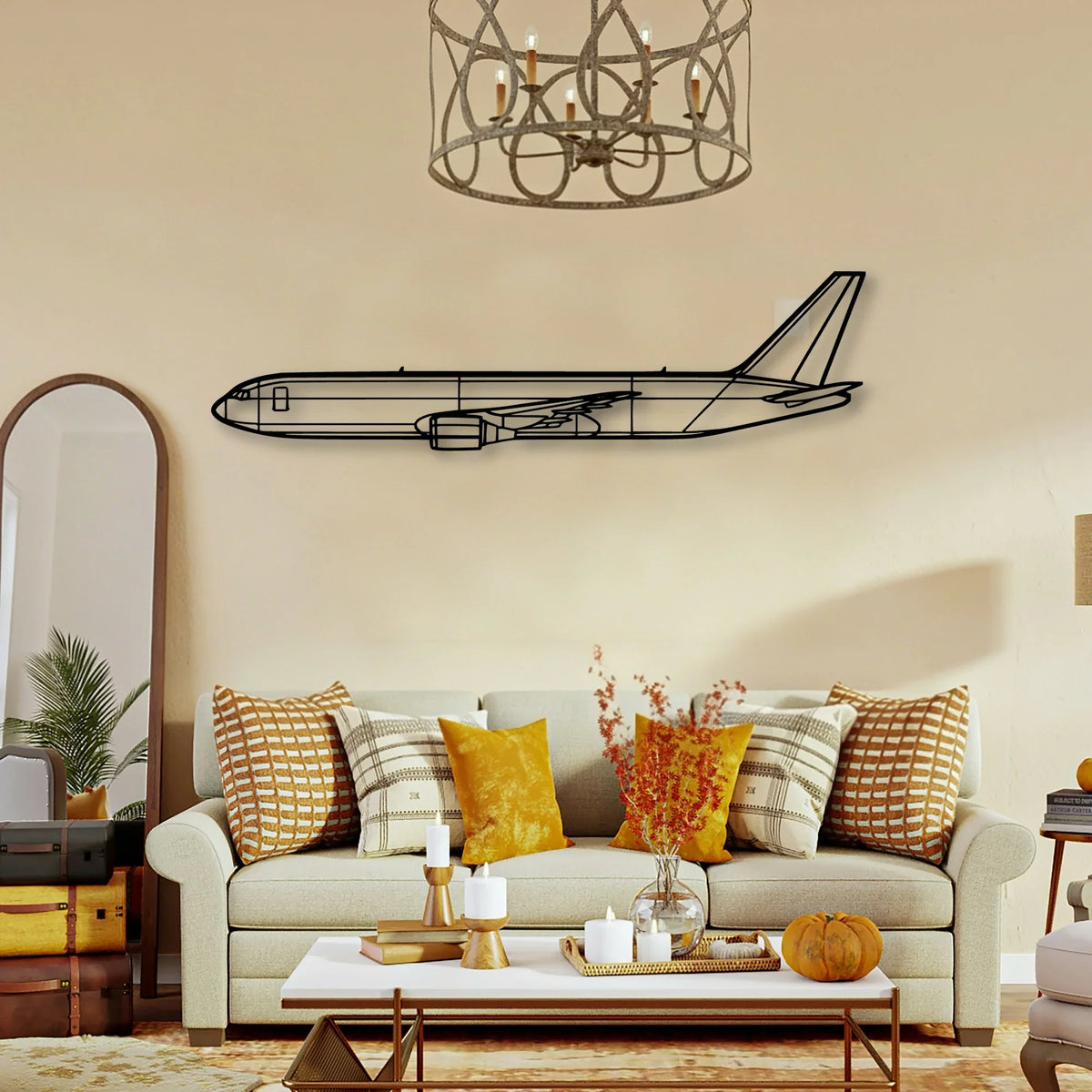 767 300F 2 Classic Aircraft Silhouette Metal Wall Art - Tinvibe
