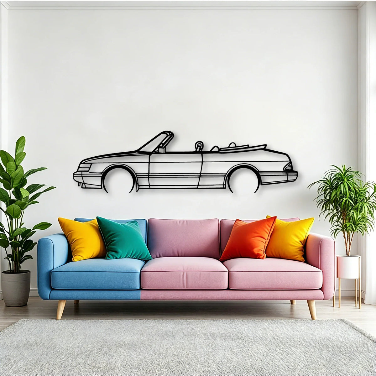 900 Convertible 1990 Classic Silhouette Metal Wall Art - Tinvibe