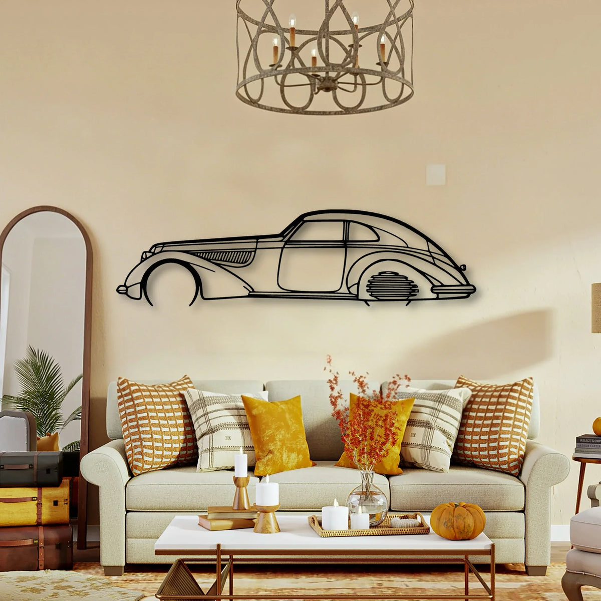 Alfa 8C 1937 Classic Silhouette Metal Wall Art - Tinvibe