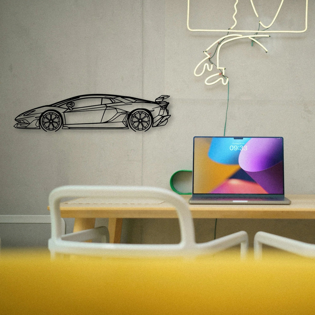 Aventador SVJ 2021 Classic Silhouette Metal Wall Art - Tinvibe