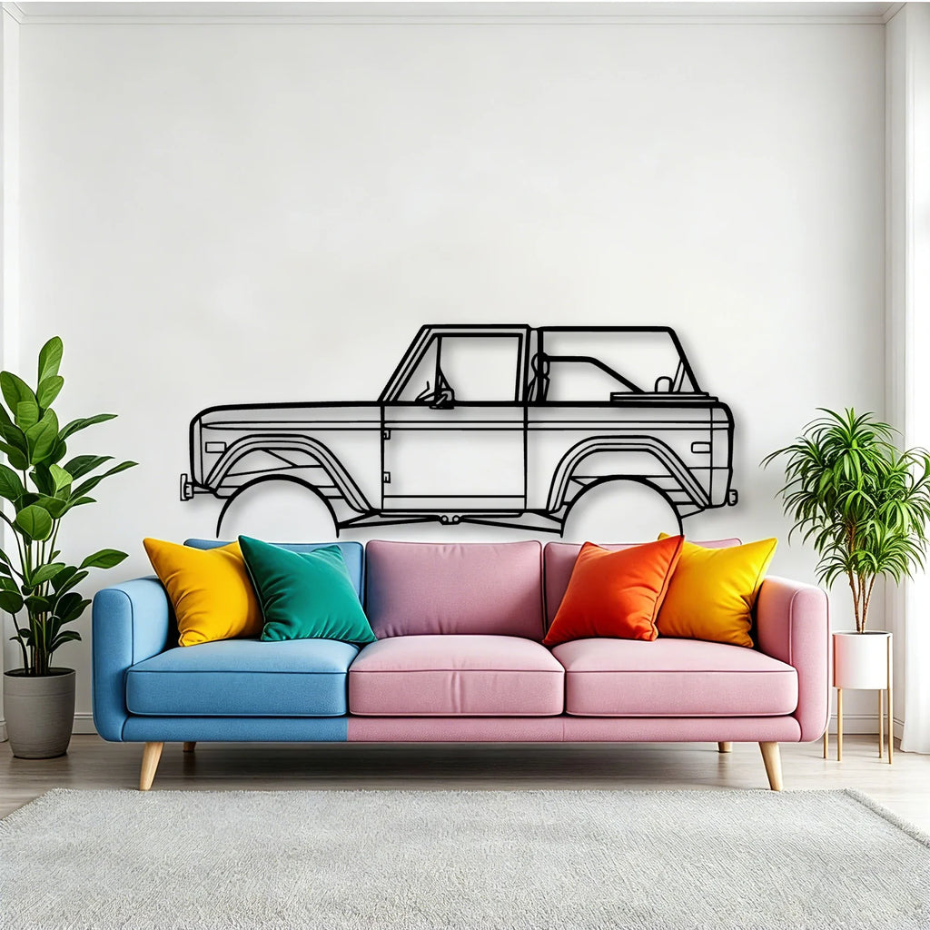 Bronco 1971 2 Classic Silhouette Metal Wall Art - Tinvibe