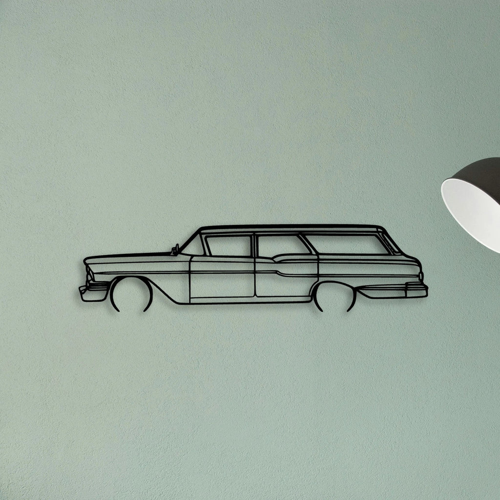 Brookwood Wagon 1958 Classic Silhouette Metal Wall Art - Tinvibe