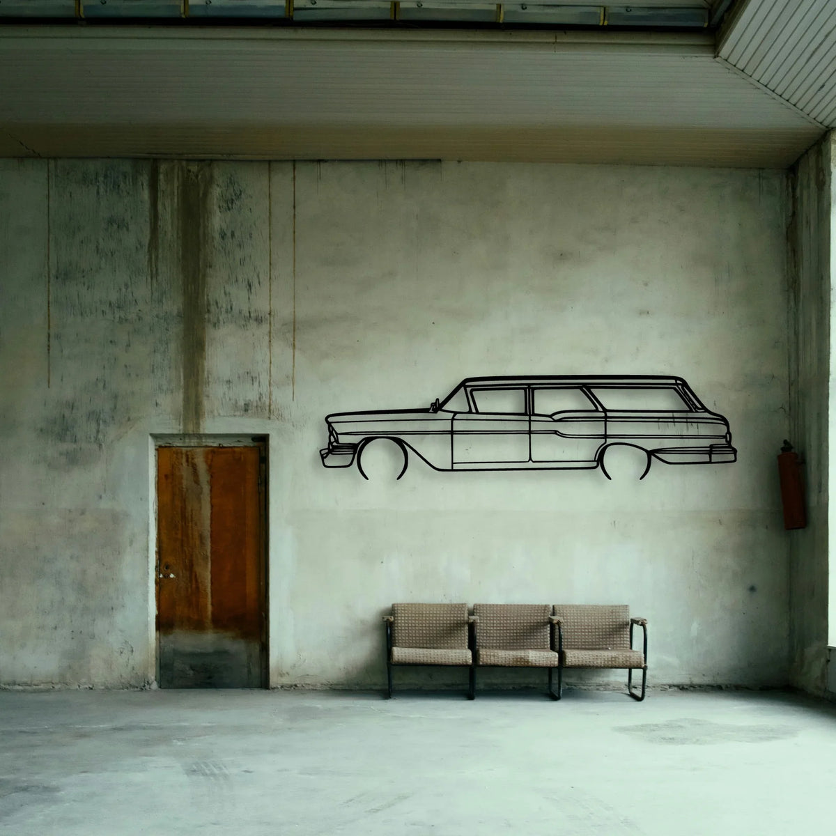 Brookwood Wagon 1958 Classic Silhouette Metal Wall Art - Tinvibe