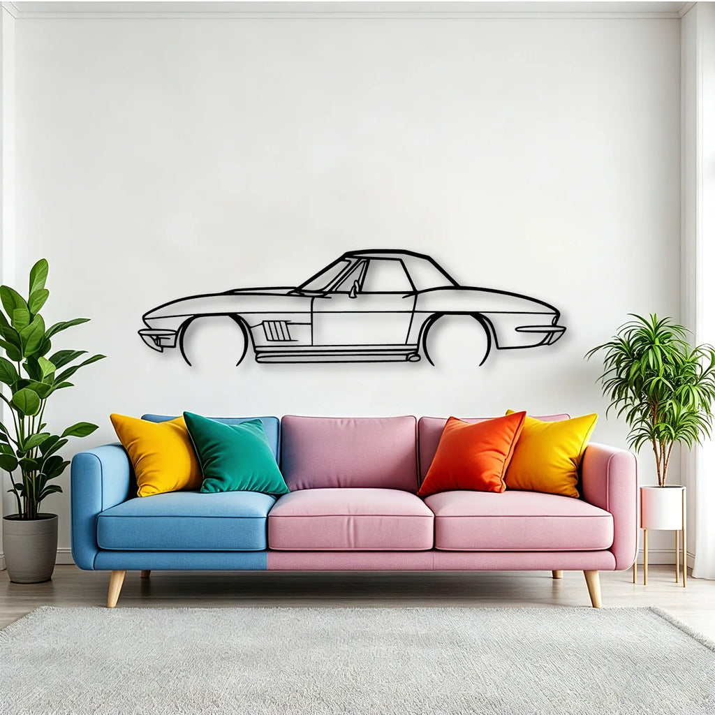 C2 427 1967 Classic Silhouette Metal Wall Art - Tinvibe