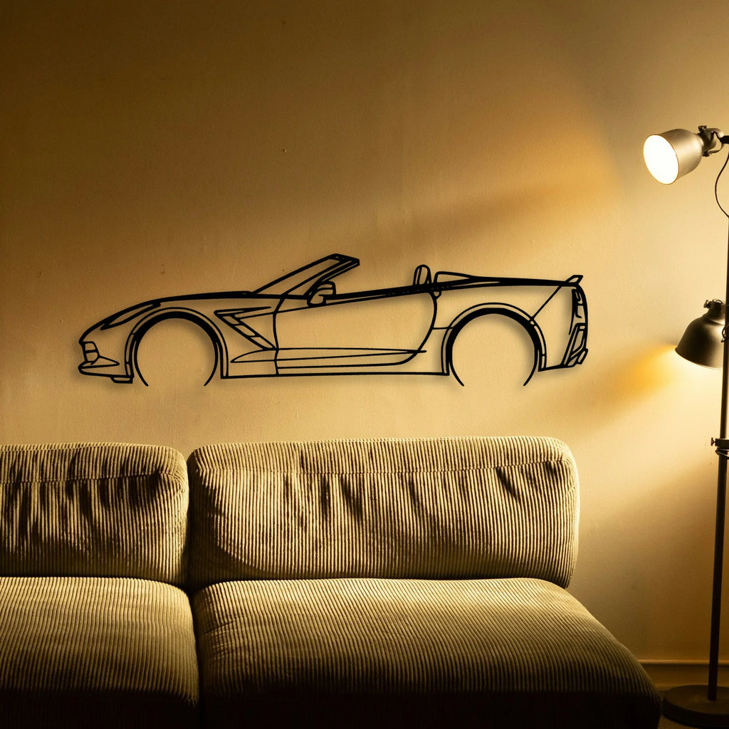 C7 2014 Cabrio Classic Silhouette Metal Wall Art - Tinvibe