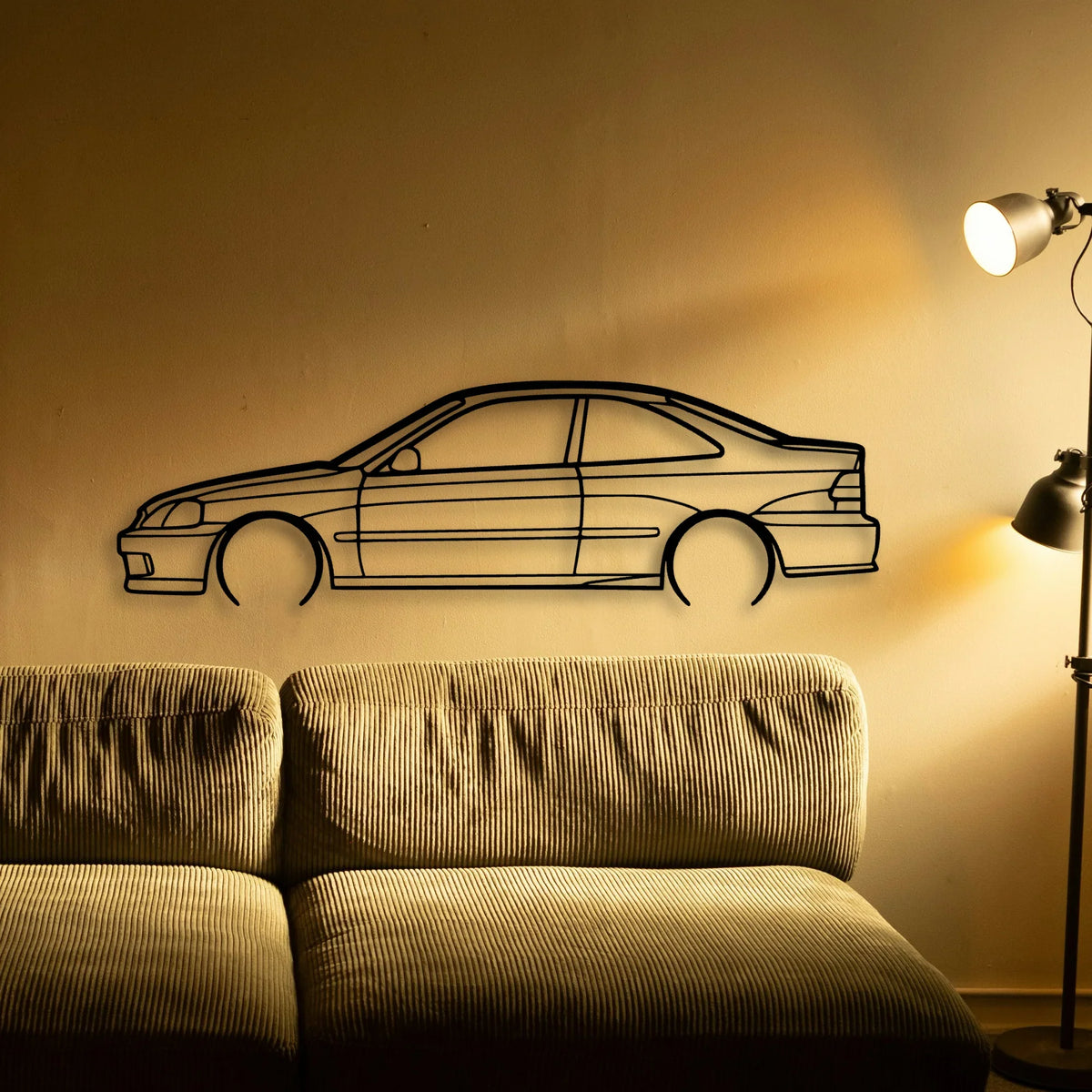 Civic Coupe 1999 Classic Silhouette Metal Wall Art - Tinvibe