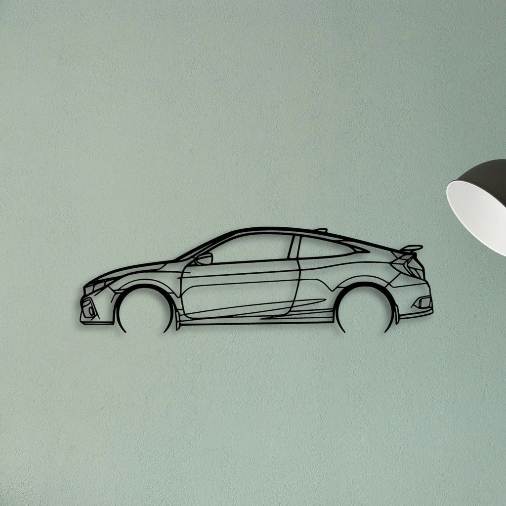 Civic SI Coupe 2 Classic Silhouette Metal Wall Art - Tinvibe