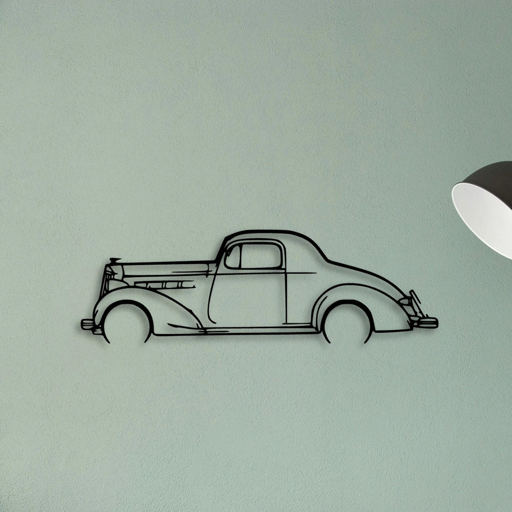 Coupe 1937 Classic Silhouette Metal Wall Art - Tinvibe