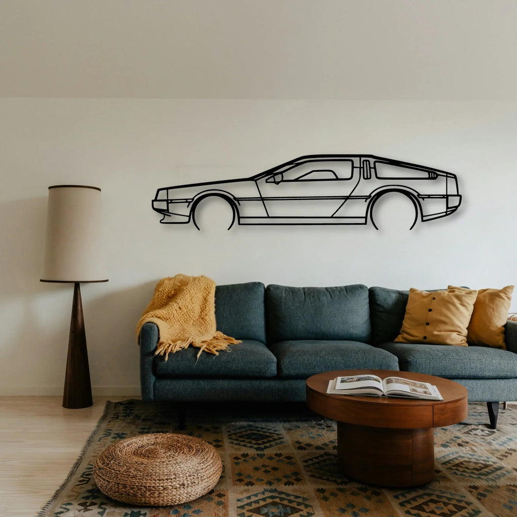 Delorean Classic Silhouette Metal Wall Art - Tinvibe