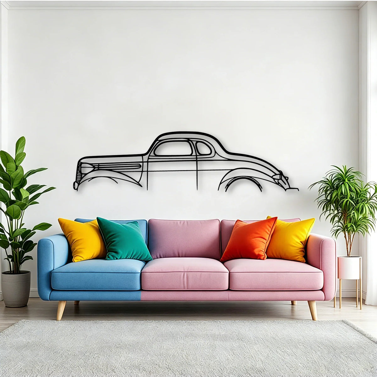 Dodge Coupe 1937 Classic Silhouette Metal Wall Art - Tinvibe