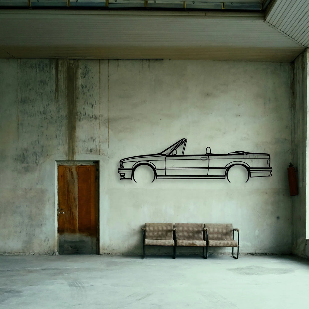 E30 Convertible Classic Silhouette Metal Wall Art - Tinvibe