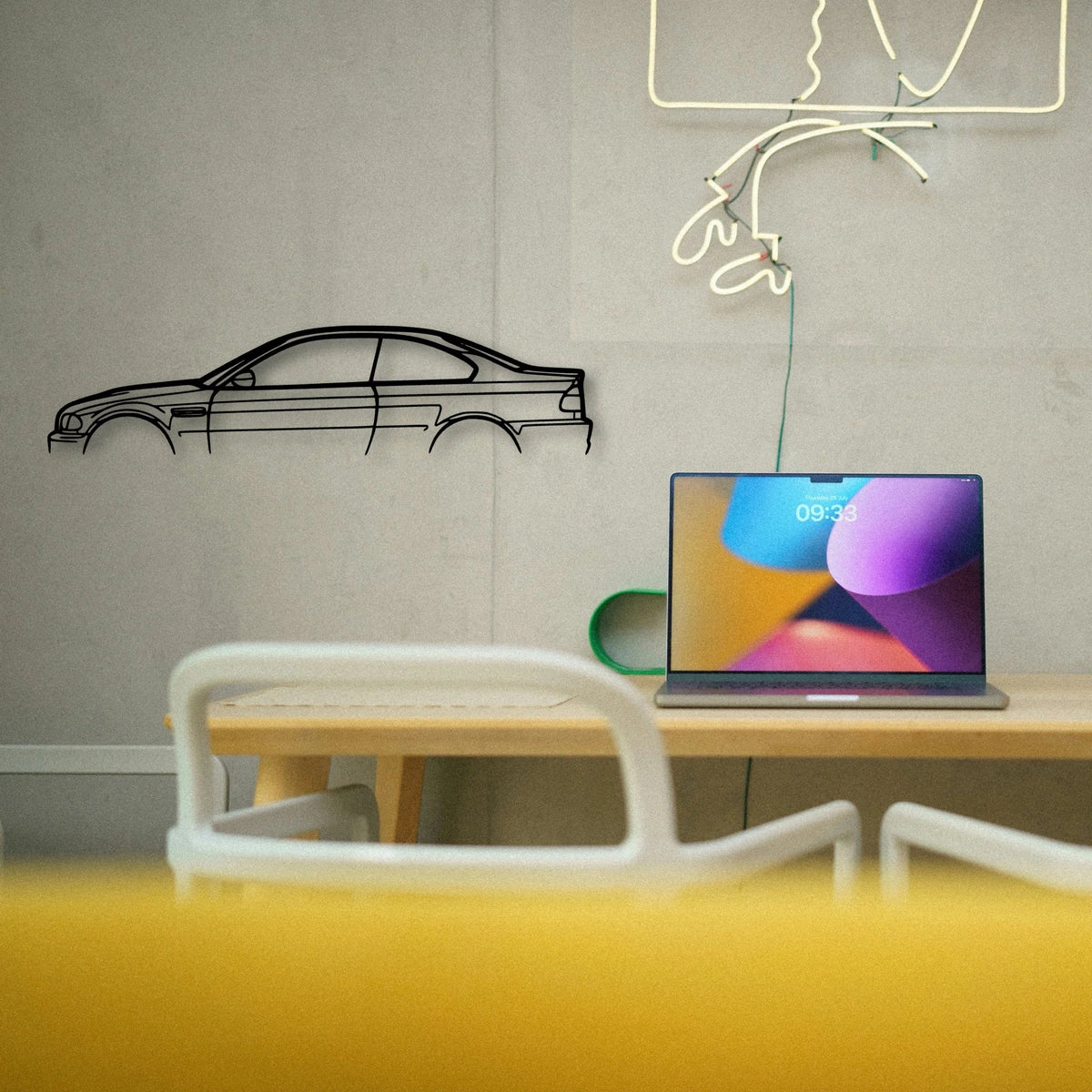 E46 M3 Classic Silhouette Metal Wall Art - Tinvibe