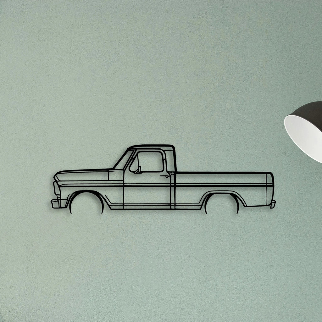 F 100 1969 Classic Silhouette Metal Wall Art - Tinvibe