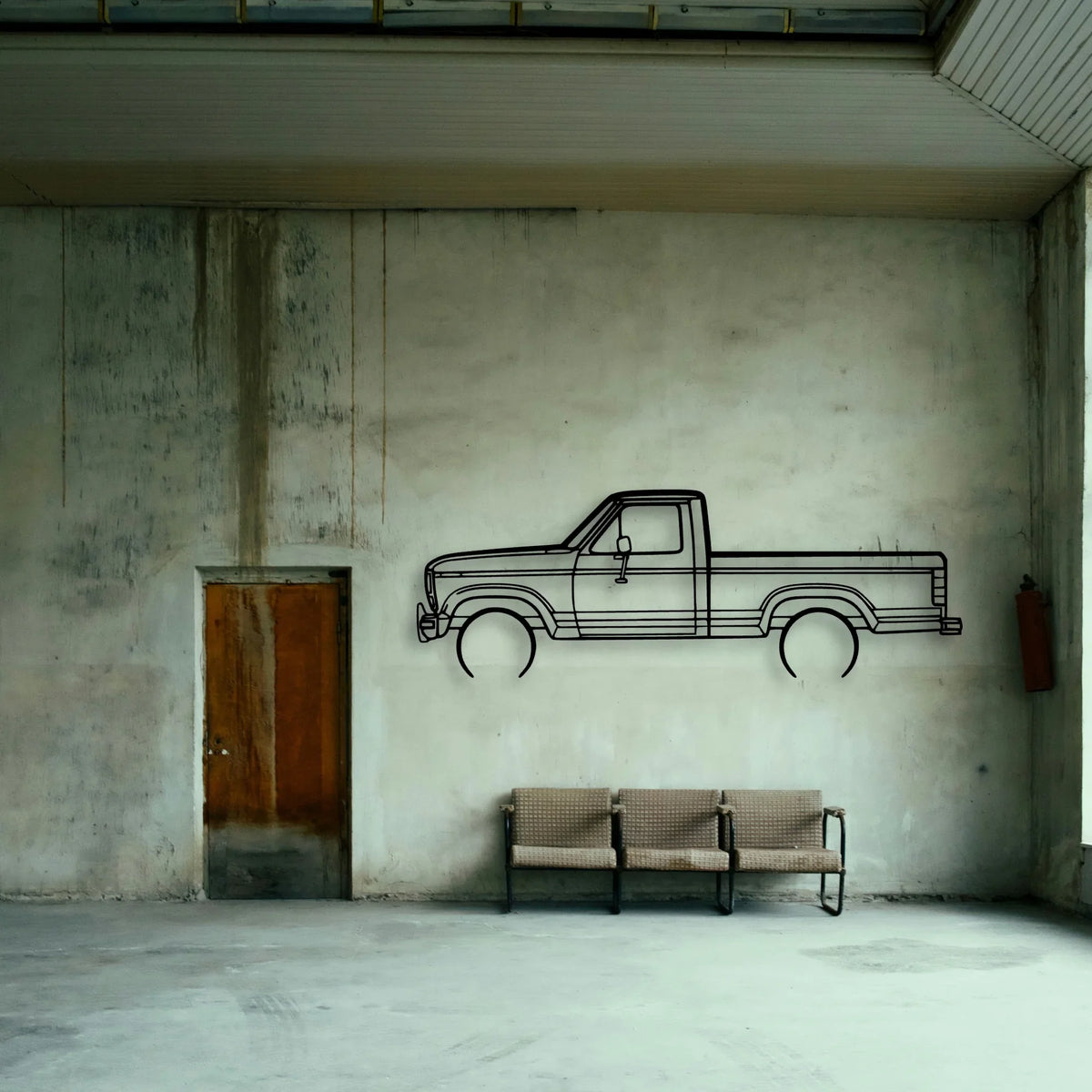 F 150 XLT 1986 Classic Silhouette Metal Wall Art - Tinvibe