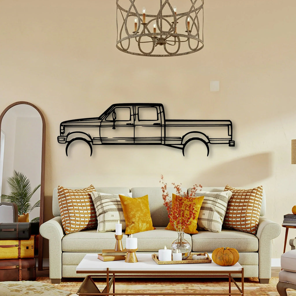 F 250 1997 Classic Silhouette Metal Wall Art - Tinvibe