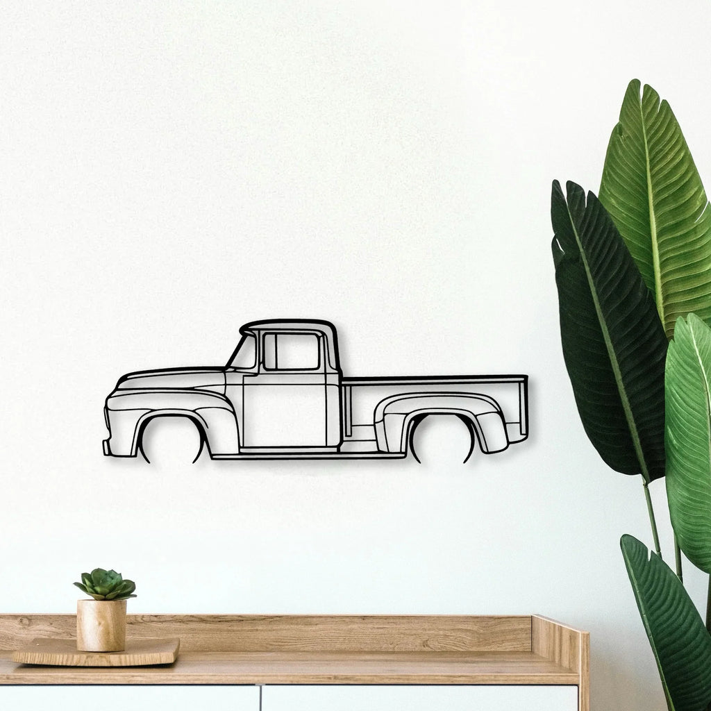 F100 1956 Classic Silhouette Metal Wall Art - Tinvibe