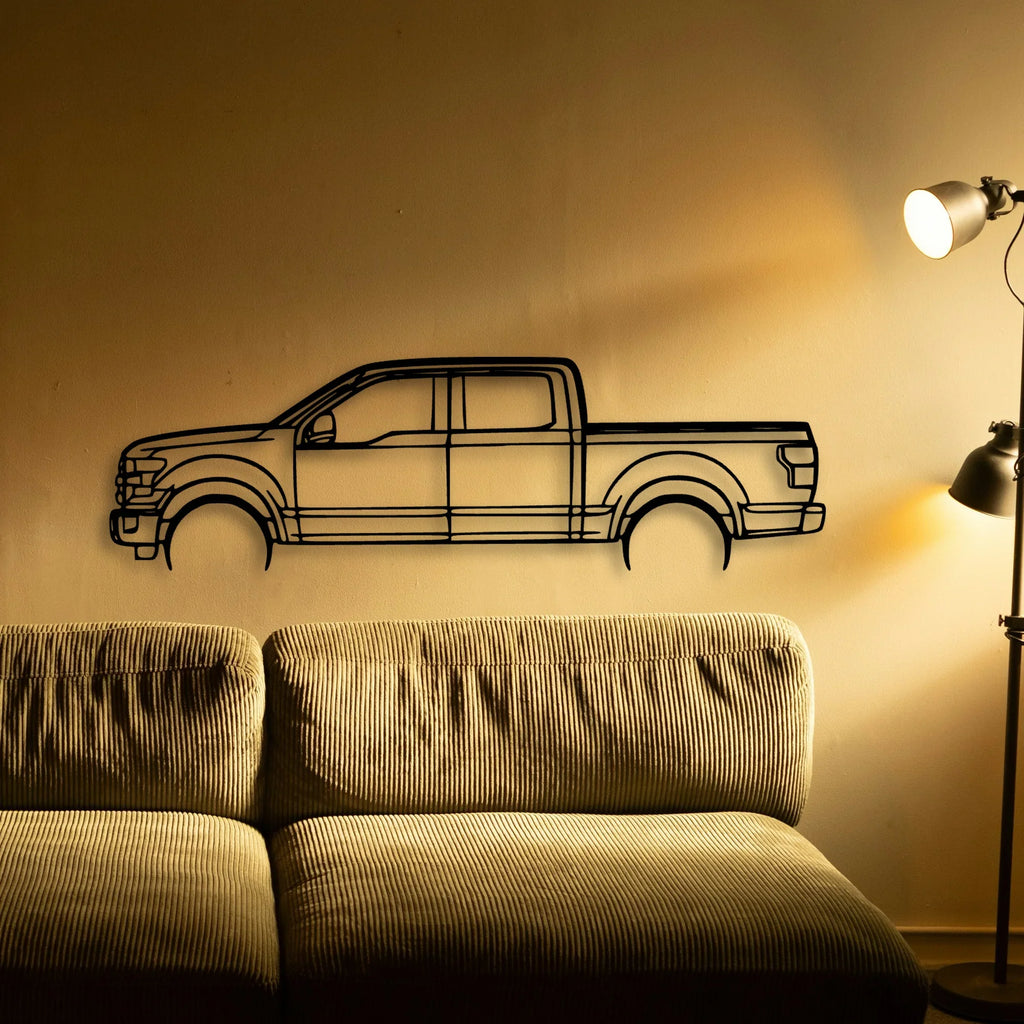 F150 2016 Classic Silhouette Metal Wall Art - Tinvibe