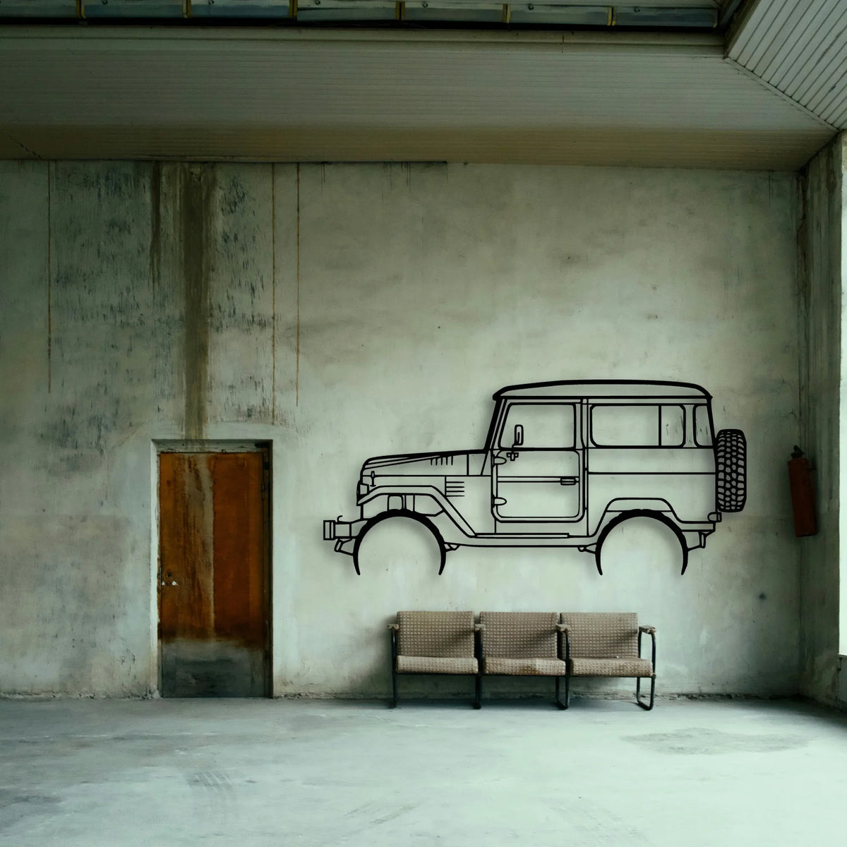 FJ40 1977 Classic Silhouette Metal Wall Art - Tinvibe