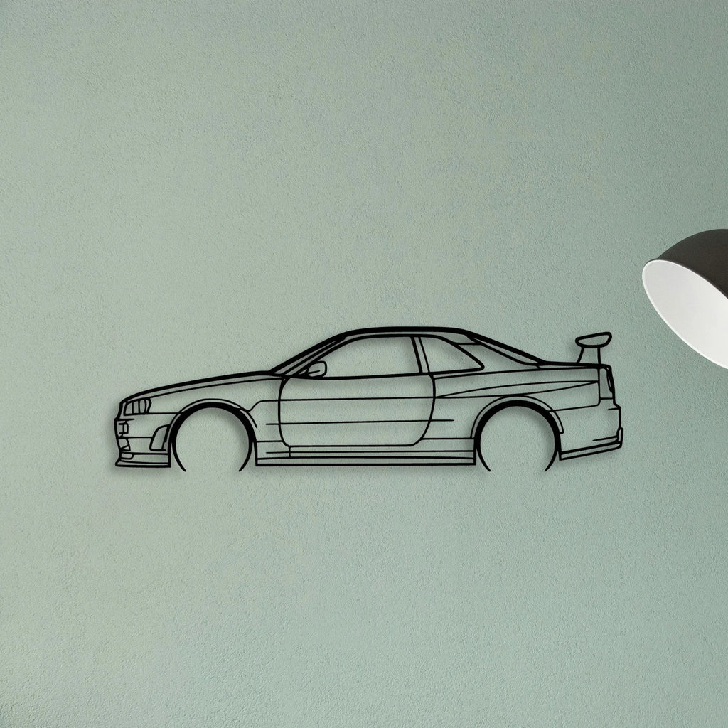GT R R34 Classic Silhouette Metal Wall Art - Tinvibe