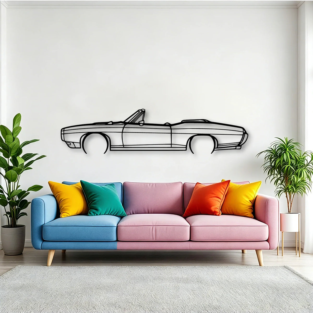 GTO Convertible 1969 Classic Silhouette Metal Wall Art - Tinvibe