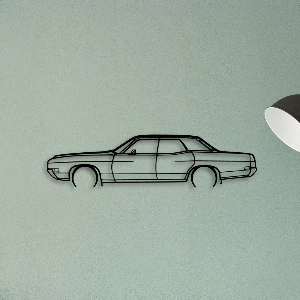 Galaxie 1971 Sedan Classic Silhouette Metal Wall Art - Tinvibe