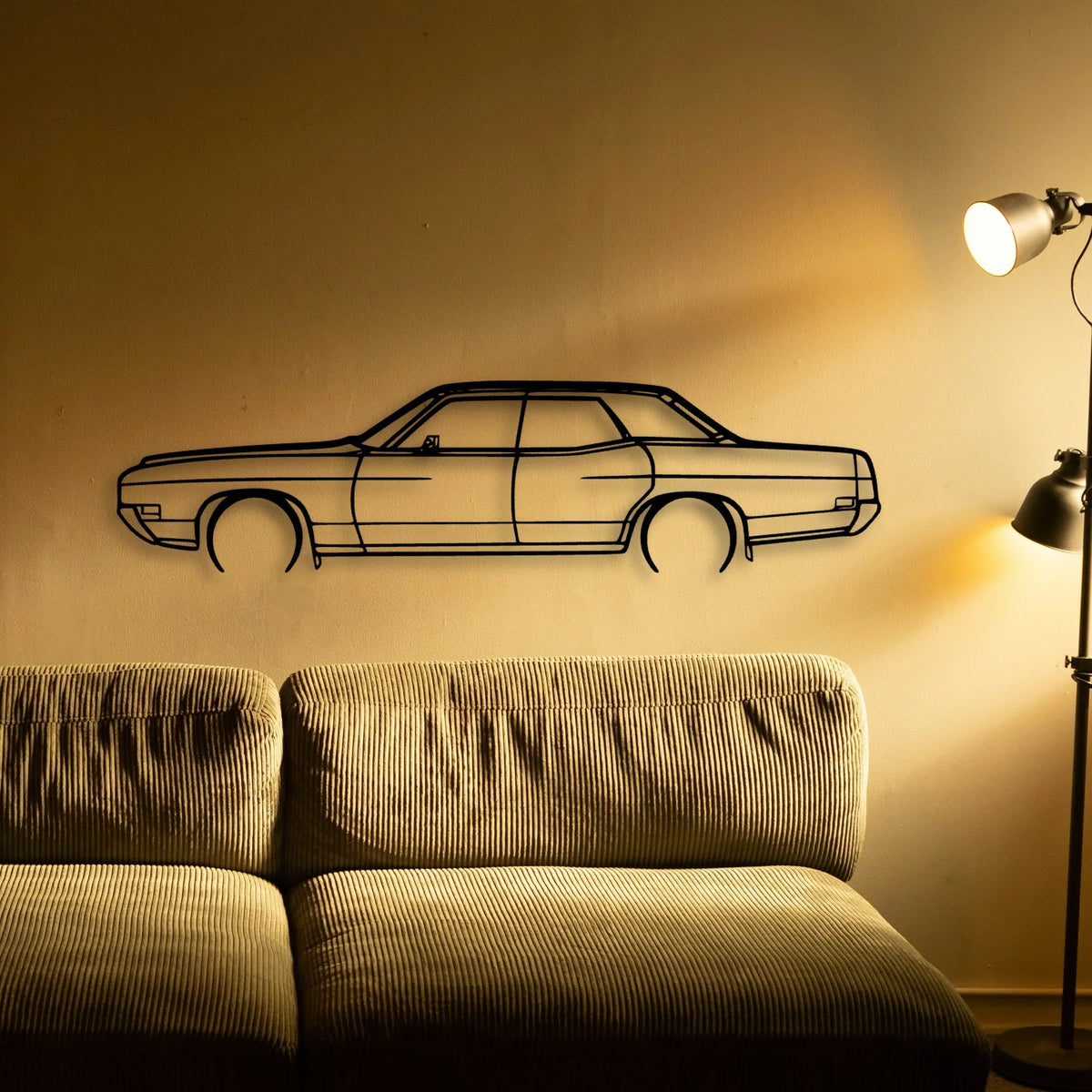 Galaxie 1971 Sedan Classic Silhouette Metal Wall Art - Tinvibe