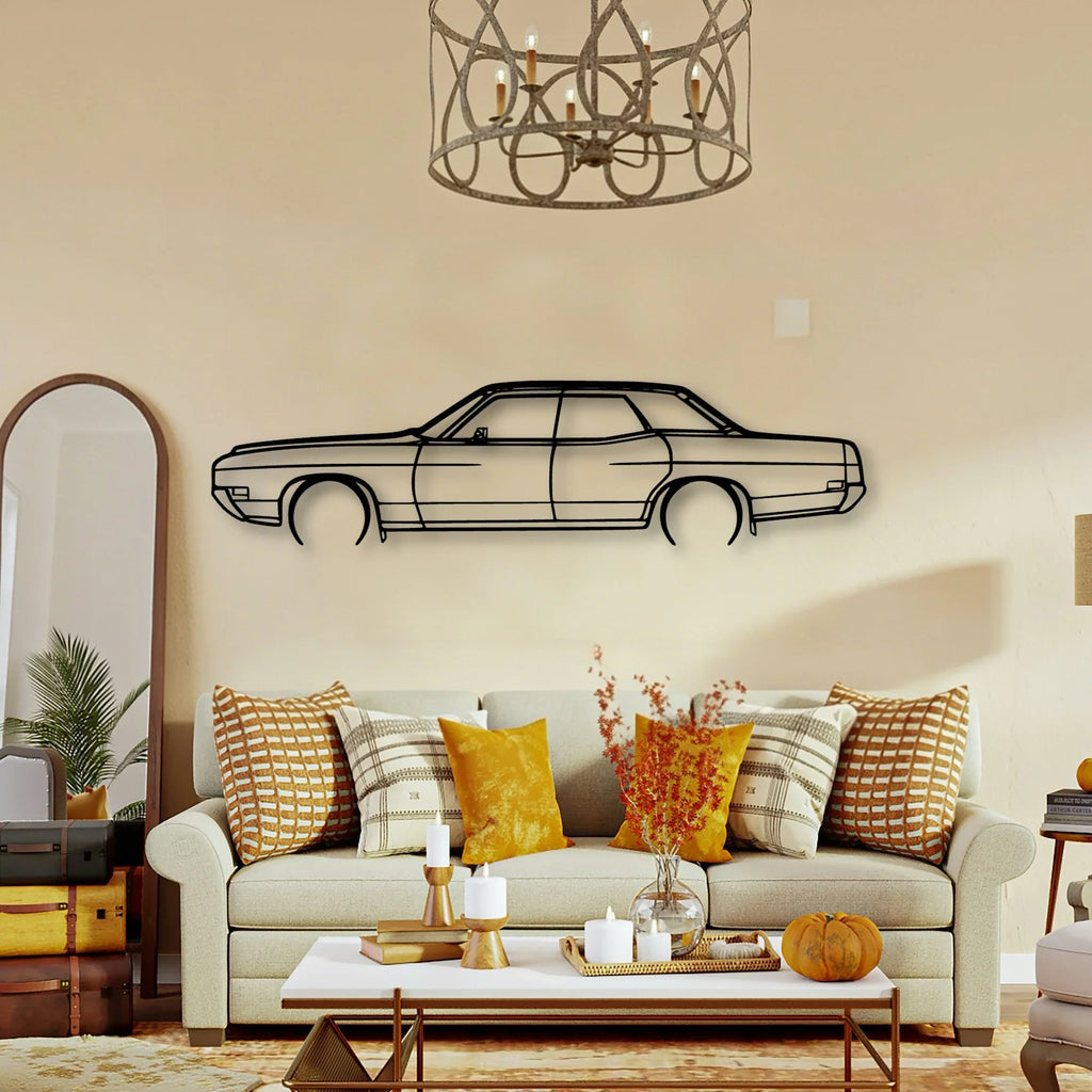Galaxie 1971 Sedan Classic Silhouette Metal Wall Art - Tinvibe