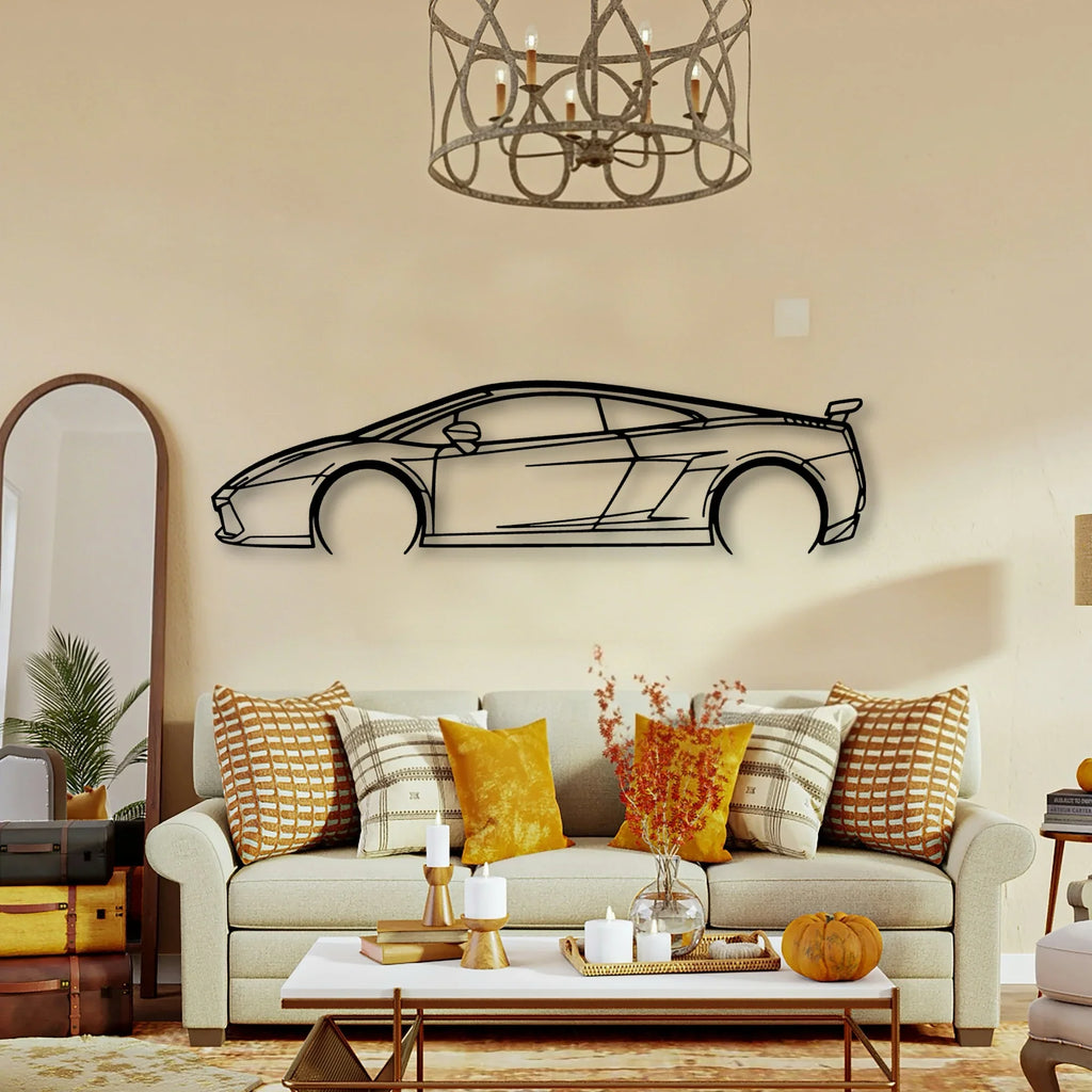 Gallardo Superleggera 2007 2 Classic Silhouette Metal Wall Art - Tinvibe
