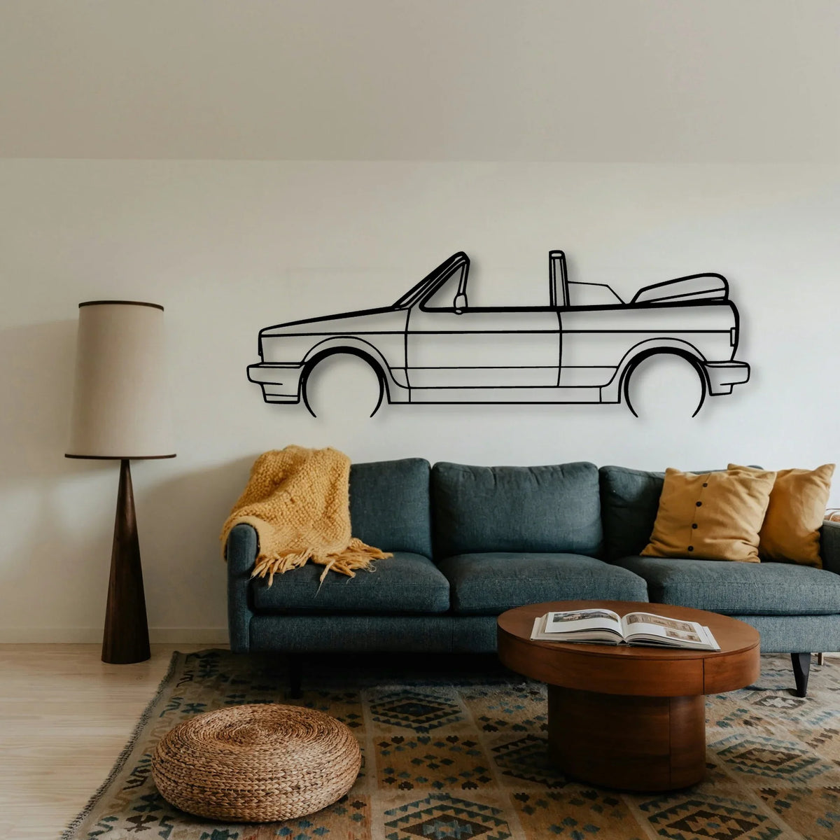 Golf 1 Sportline Cabriolet Classic Silhouette Metal Wall Art - Tinvibe