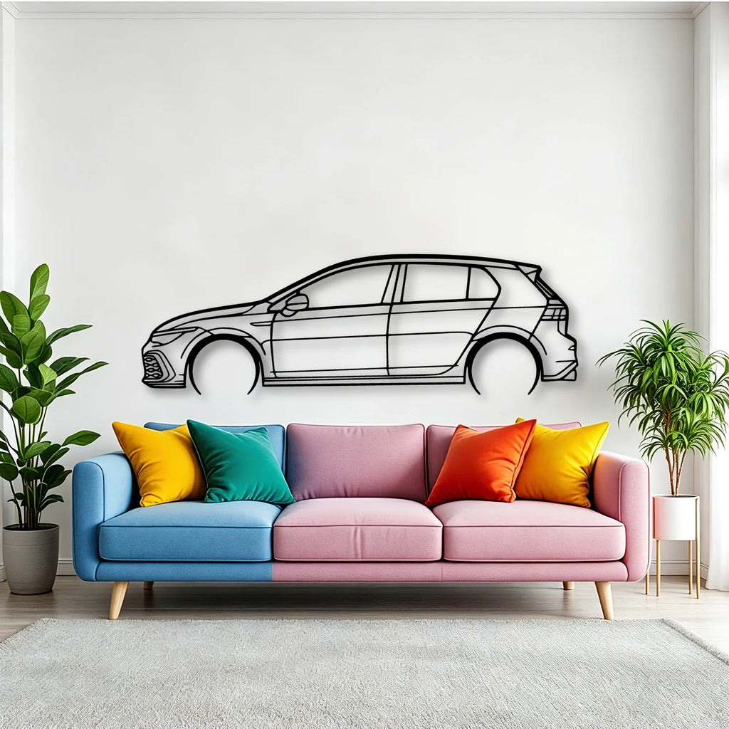 Golf 8 GTI Classic Silhouette Metal Wall Art - Tinvibe