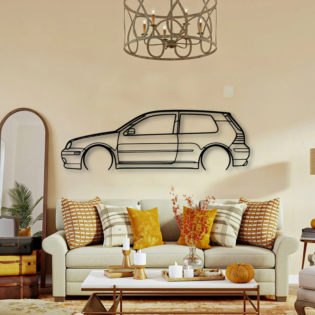 Golf GTI MK4 2 Classic Silhouette Metal Wall Art - Tinvibe