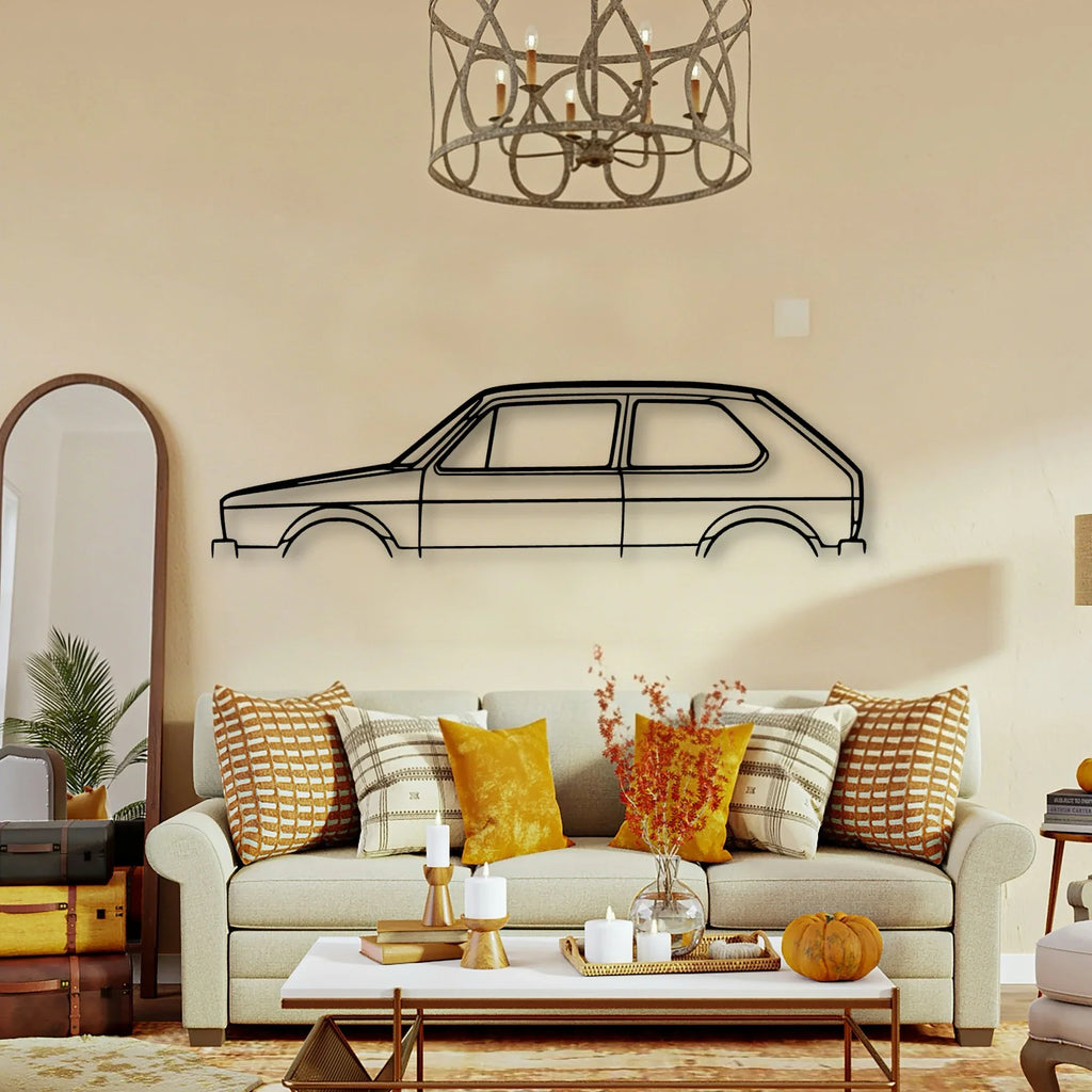 Golf MK1 1980 Classic Silhouette Metal Wall Art - Tinvibe