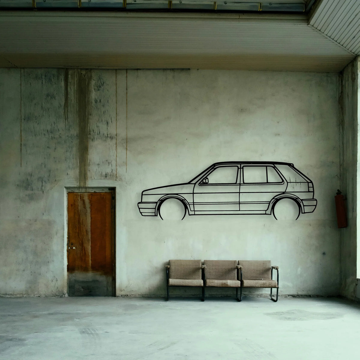 Golf MK2 GTI 1990 Classic Silhouette Metal Wall Art - Tinvibe