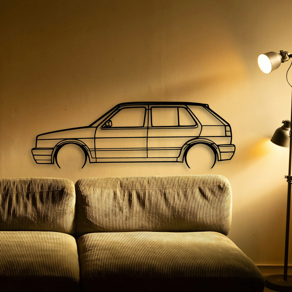 Golf MK2 GTI 1990 Classic Silhouette Metal Wall Art - Tinvibe