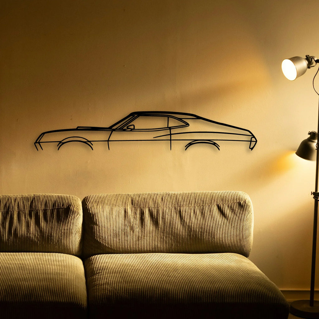 Gran Torino Sport 1972 Classic Silhouette Metal Wall Art - Tinvibe