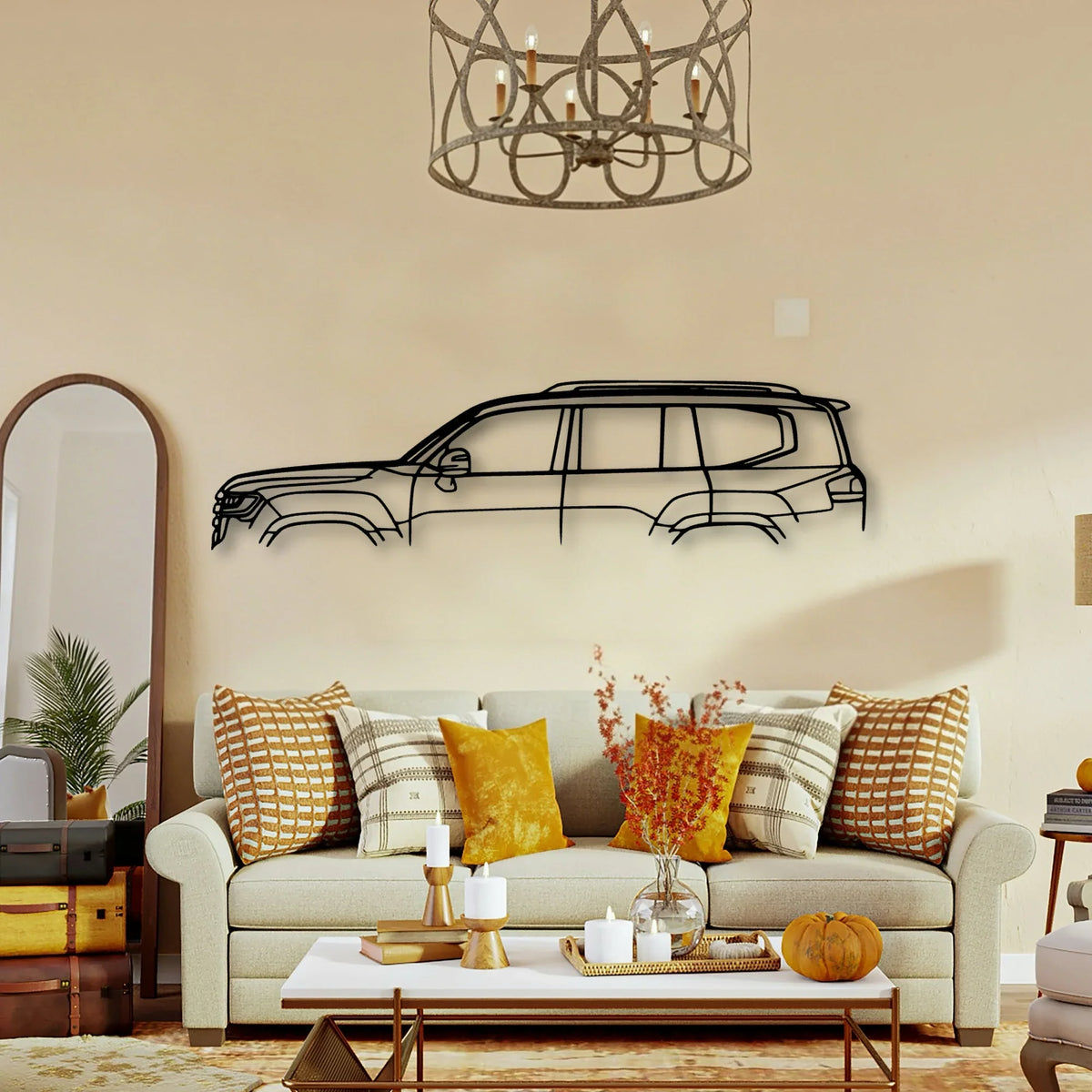 Land Cruiser 300VX 2022 Classic Silhouette Metal Wall Art - Tinvibe