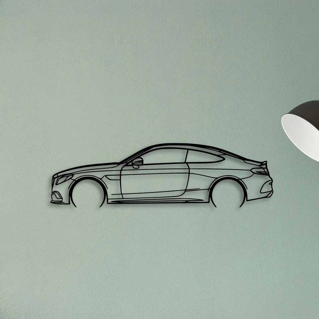 Mercedes C300 Coupe 2 Classic Silhouette Metal Wall Art - Tinvibe