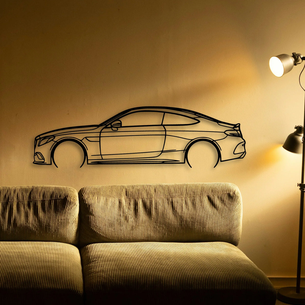 Mercedes C300 Coupe 2 Classic Silhouette Metal Wall Art - Tinvibe