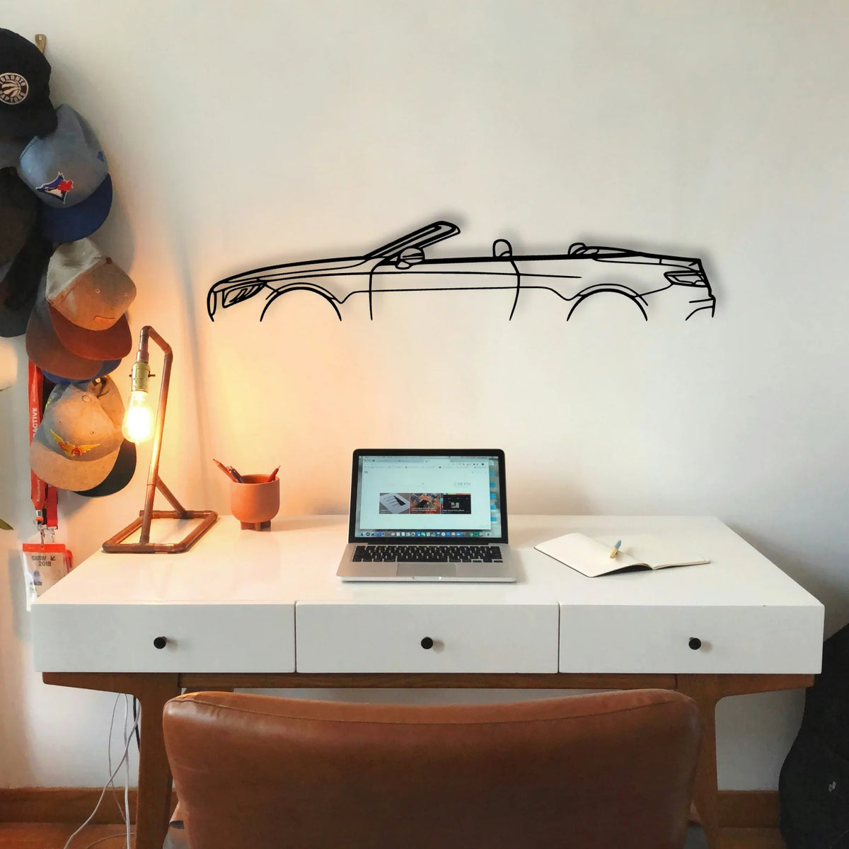 Mercedes S63 AMG Cabrio Classic Silhouette Metal Wall Art - Tinvibe