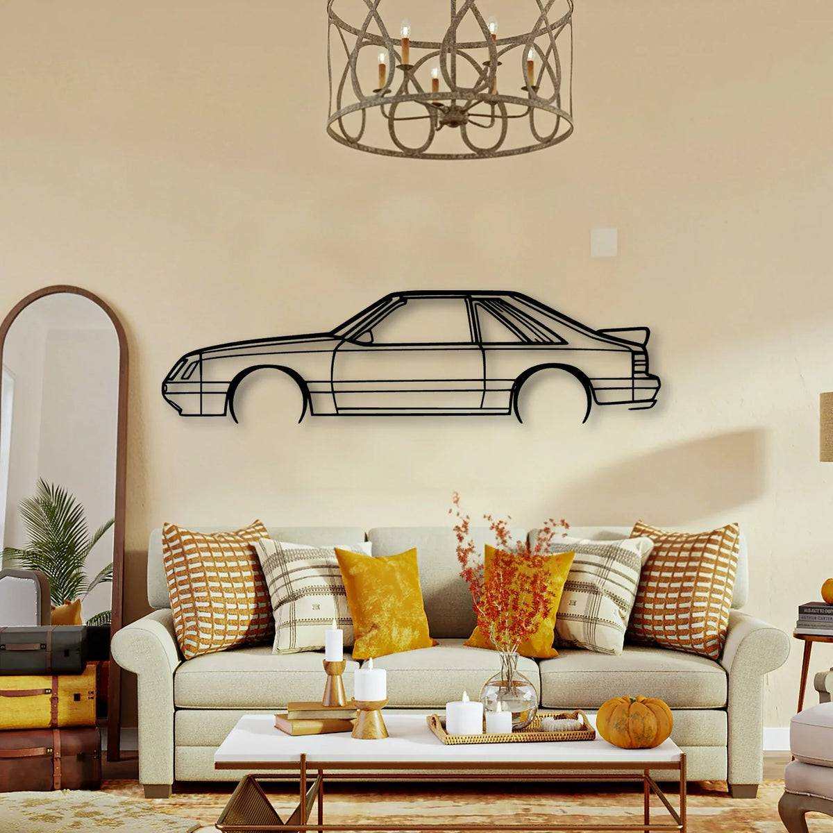 Mustang GT 1985 2 Classic Silhouette Metal Wall Art - Tinvibe
