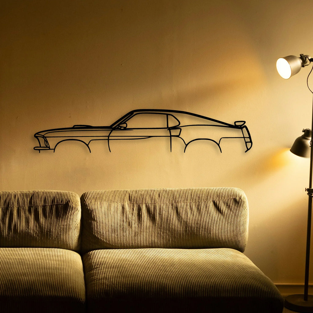 Mustang Mach 1 1969 Classic Silhouette Metal Wall Art - Tinvibe