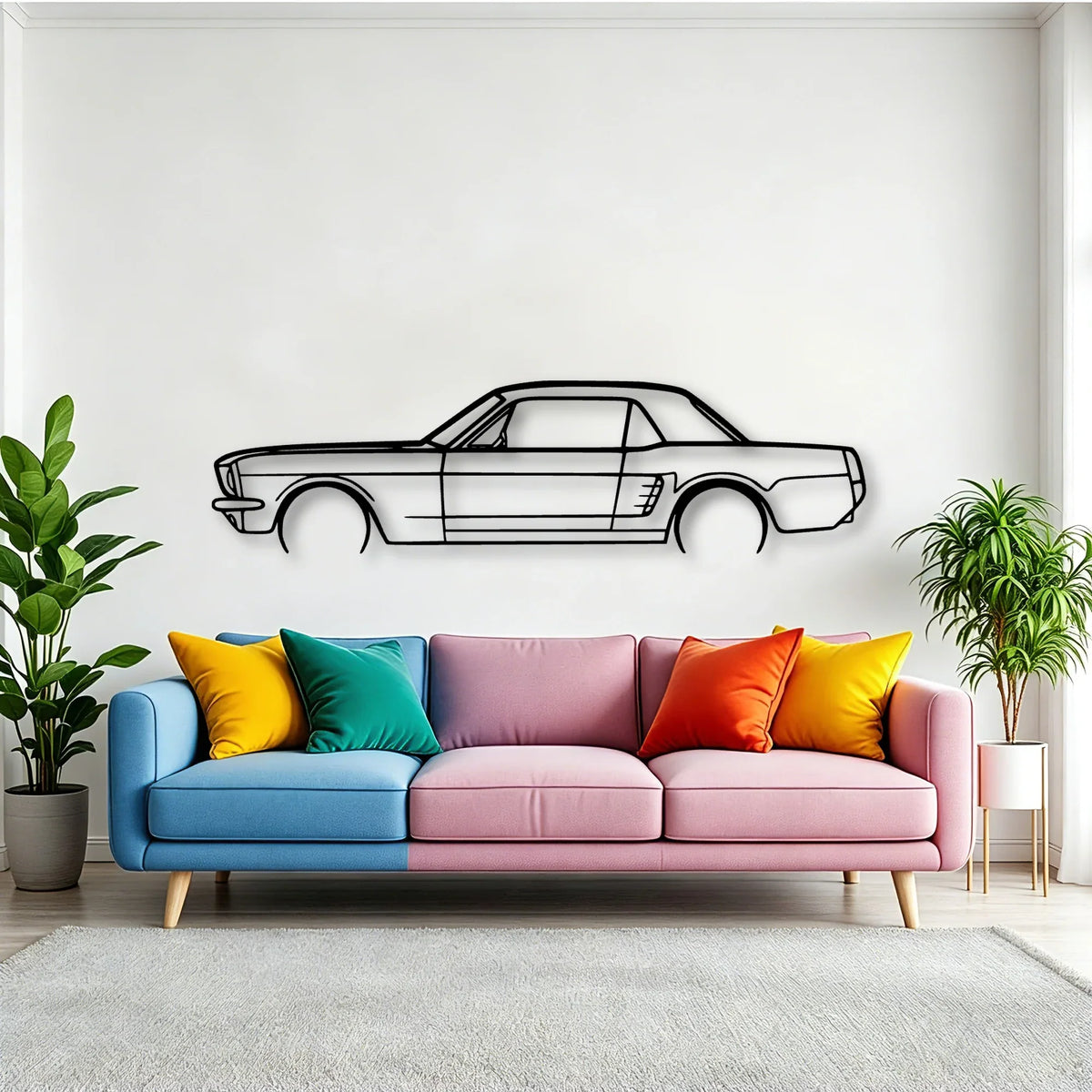 Mustang Coupe 1966 Classic Silhouette Metal Wall Art - Tinvibe