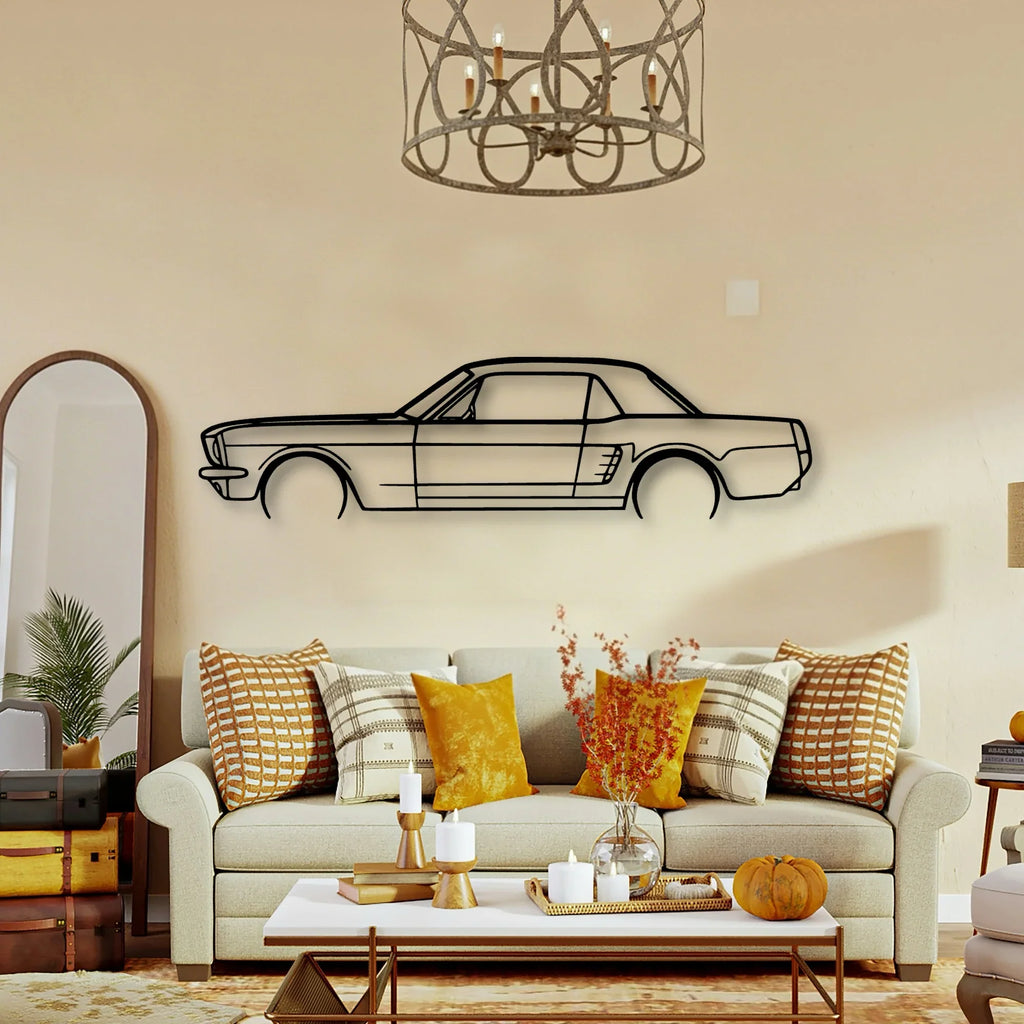 Mustang Coupe 1966 Classic Silhouette Metal Wall Art - Tinvibe