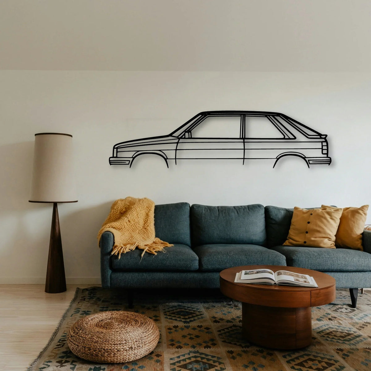 R11 Turbo 1986 Classic Silhouette Metal Wall Art - Tinvibe
