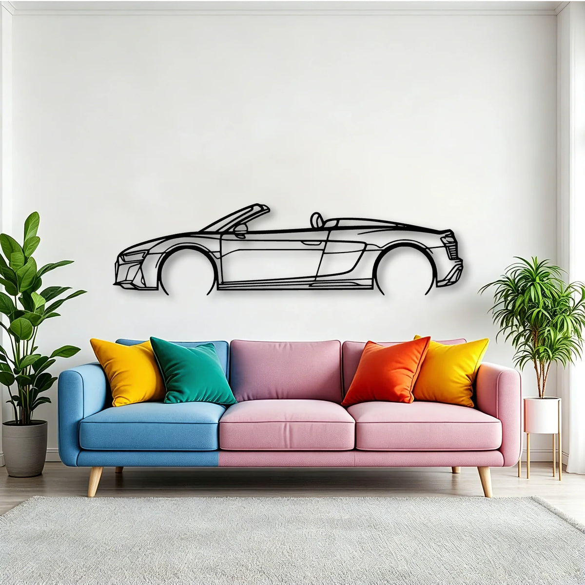 R8 V10 Spider 2022 Classic Silhouette Metal Wall Art - Tinvibe